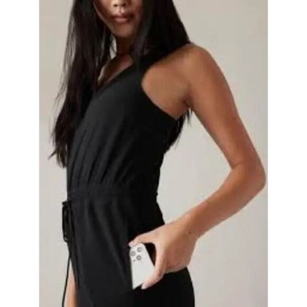 Athleta Savannah Strap Black Tie Waist Mini Length Athleisure Summer Dress XS - Picture 2 of 8